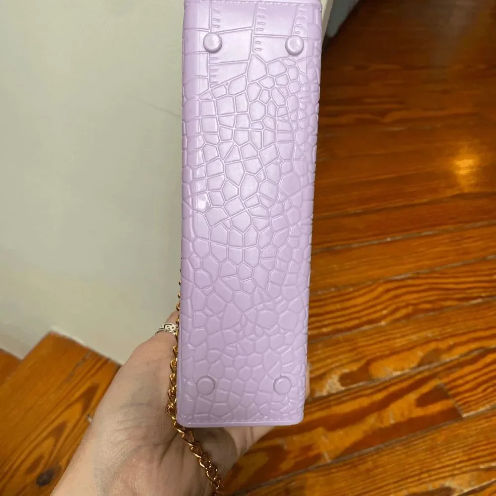 Shein Solid Color Purple Crocodile Pattern Shoulder Bag